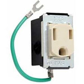 Legrand 1433 Single Receptacle, 125 V, 15 A, NEMA: NEMA WD-1, WD-6, Ivory